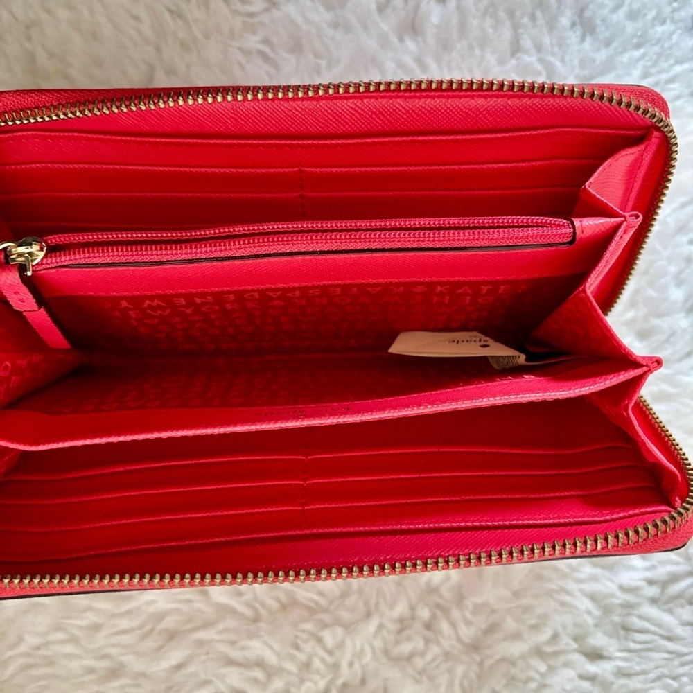 Kate Spade Take The Cake Cherry Red Zip Around Long Wallet - Picture 9 of 16